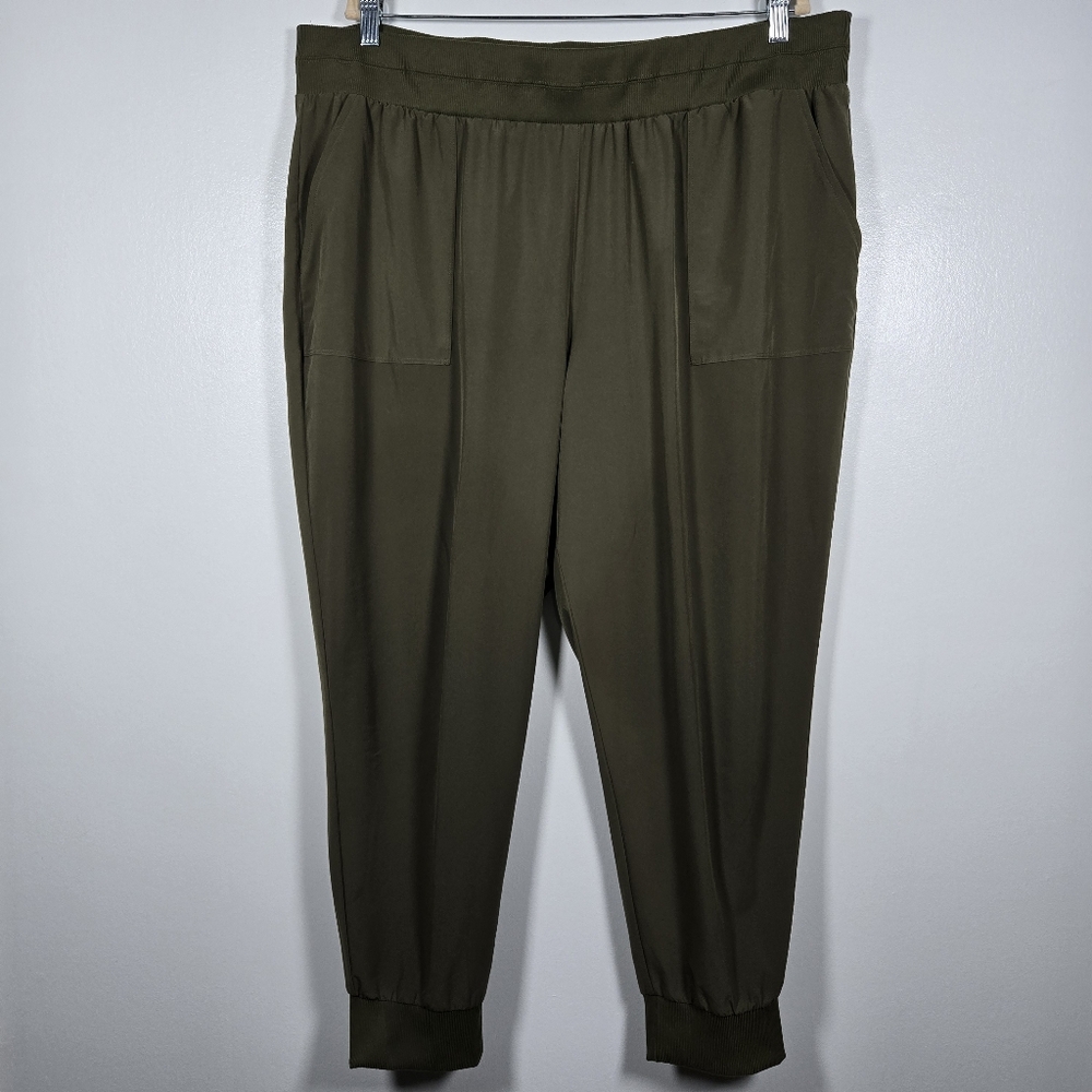 T By Talbots Olive Green Lightweight Stretch Pull On Jogger Pants Plus Size 2X